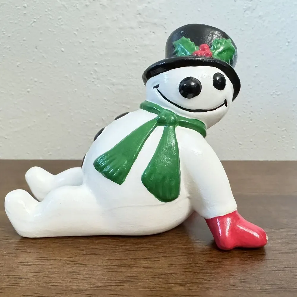 Vintage Arnels Ceramic Tumbling Snowmen Set Of 4 - 1987 Mold
